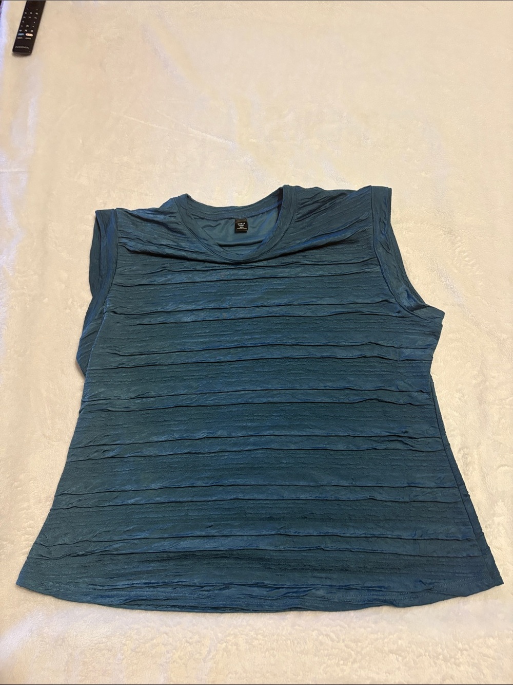 SHEIN Textured Blue Crewneck Sleeveless Tank